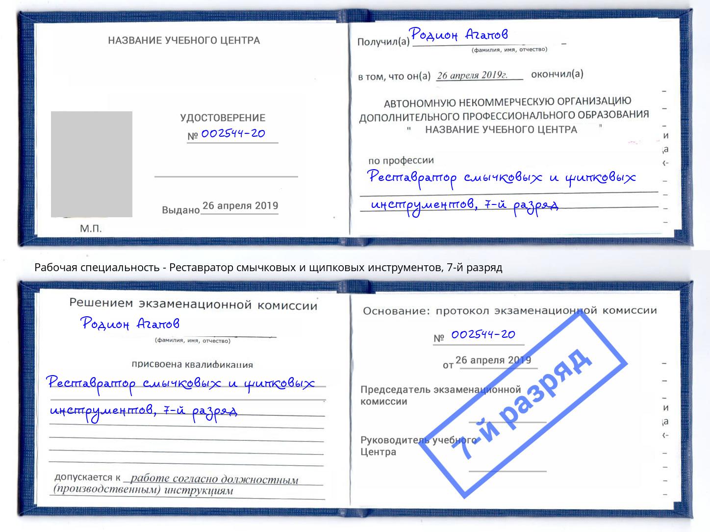 корочка 7-й разряд Реставратор смычковых и щипковых инструментов Ачинск